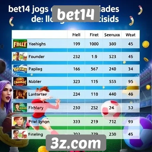 Comparativo entre jogos populares disponíveis no bet14
